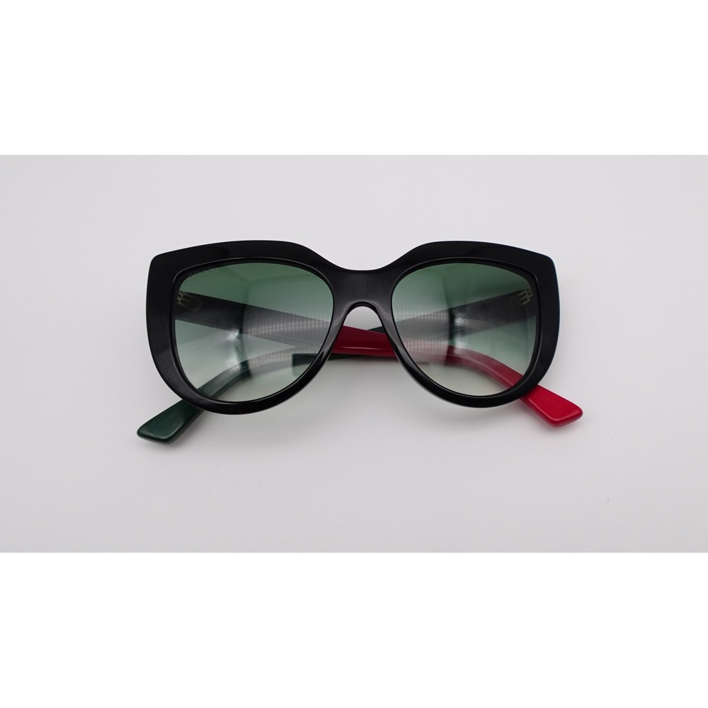 Gucci GG0164SN 003 Cat Eye Sunglasses Black Green Red Web with Case Bee Logo - Picture 6 of 6